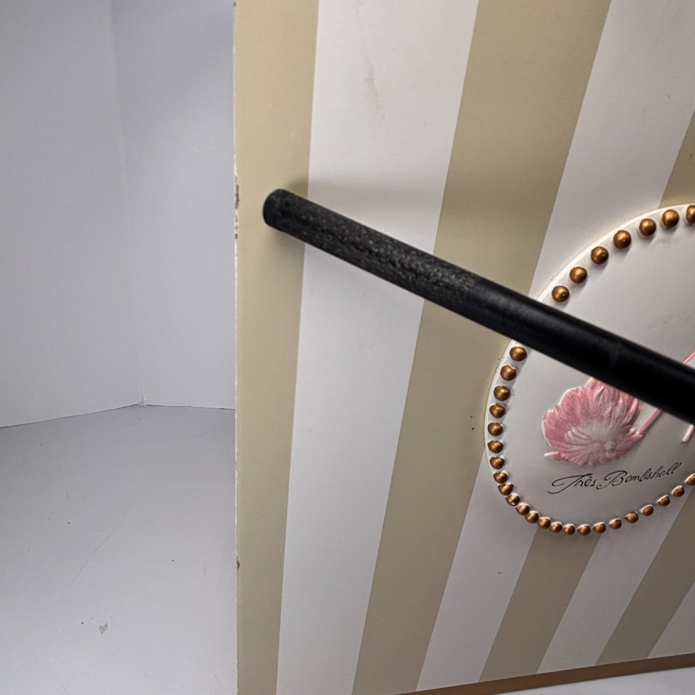 Vintage Pink French Tres Waste Basket Pin Stripe Gold Girly Powder Room Decor - Picture 7 of 12